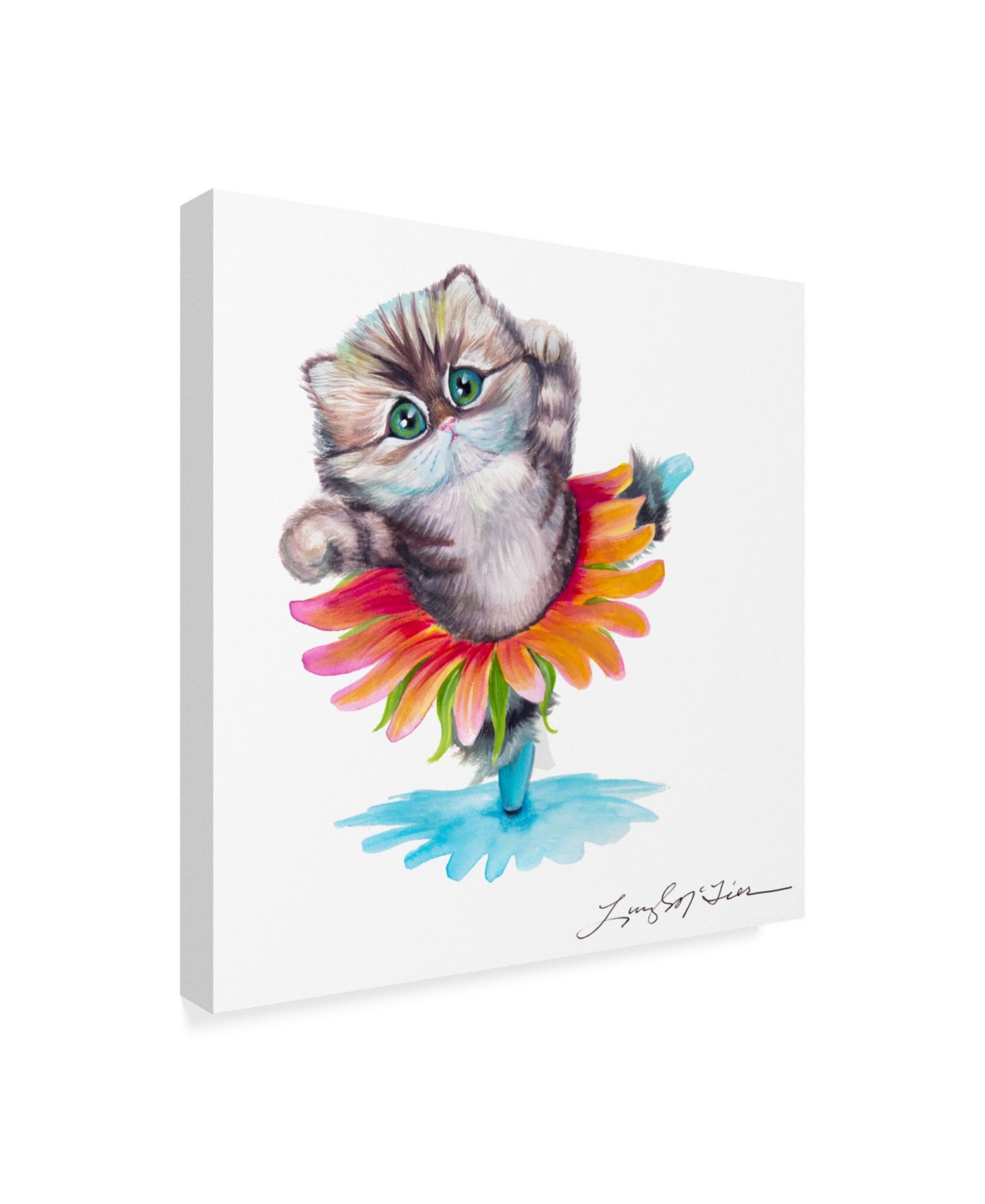 Lucy P. Mctier 'Kitten Ballerina Daisy Flower Dance Persian Cat' Canvas Art -
