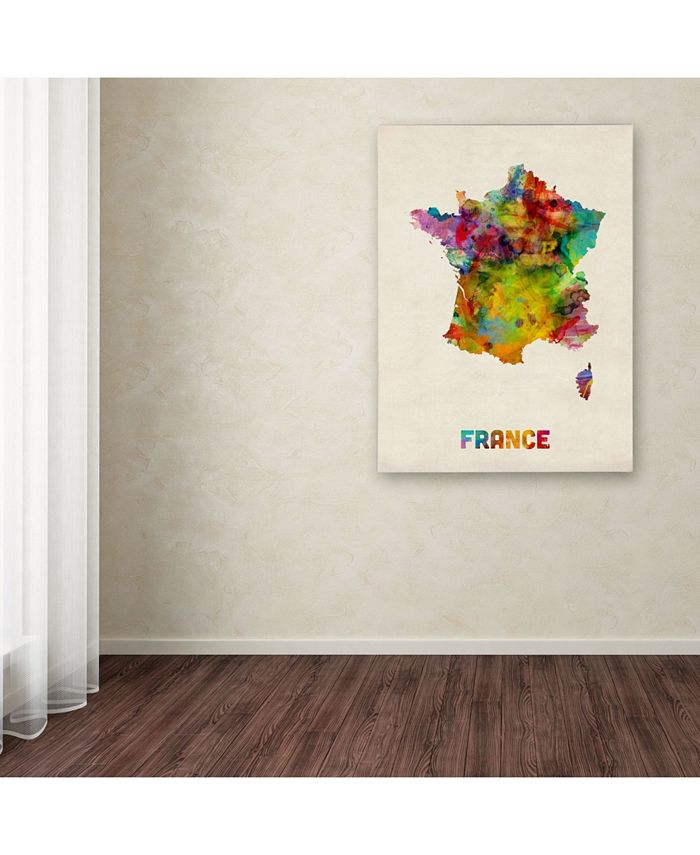 Trademark Global Michael Tompsett 'France Watercolor Map' Canvas Art ...