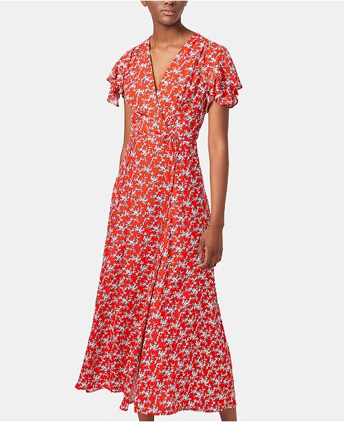 French Connection Printed Flutter Sleeve Midi Dress Reviews