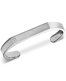 Men's Logo Open Cuff Bracelet in Stainless Steel 