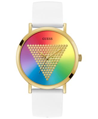 GUESS - Men's White Silicone Strap Watch 44mm