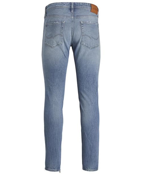 Jack And Jones Men S Slim Fit Light Glenn Jeans With Zipped Ankles