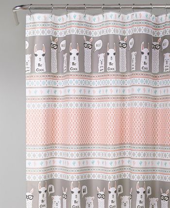 Lush Décor - Llama Stripe 72" x 72" Shower Curtain