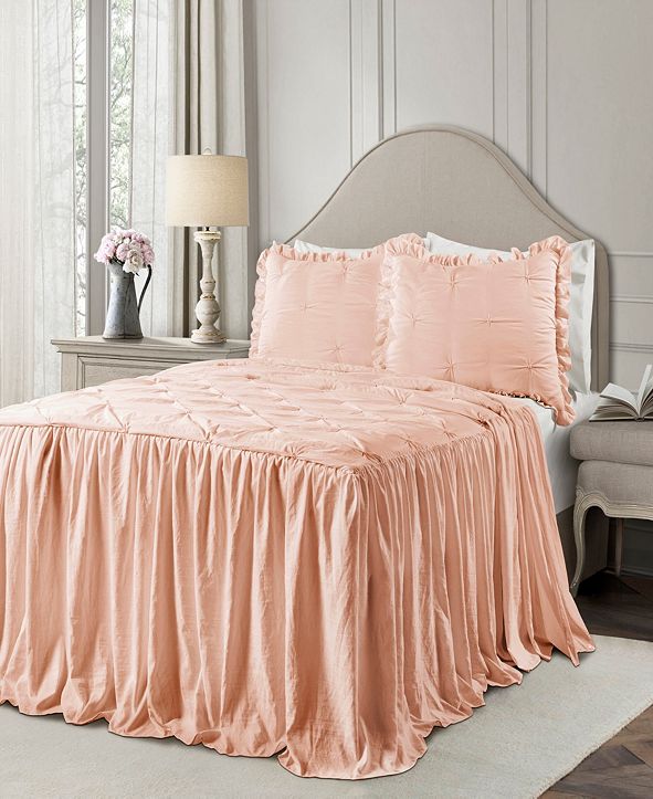 Lush Décor Ravello Pintuck Ruffle Skirt 3Pc King Bedspread Set