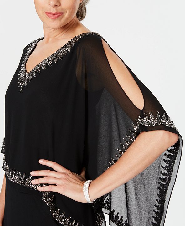 j kara embellished overlay gown