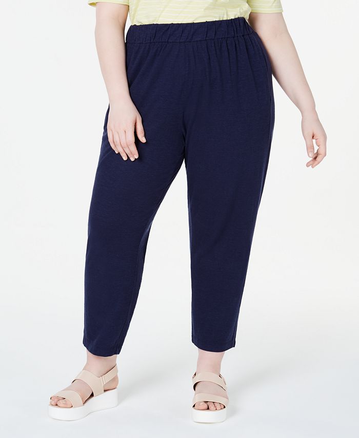 Eileen Fisher Plus Size Organic Tapered Pull-On Pants - Macy's