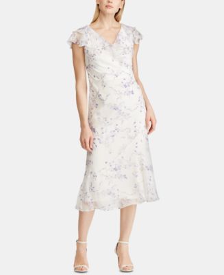 Lauren Ralph Lauren Floral-Print Georgette Cap-Sleeve Dress - Macy's