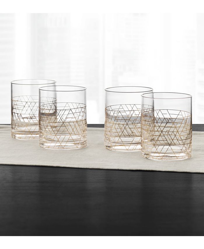 Hotel Collection - Gold Decal Double Old-Fashioned Glasses, Set of 4