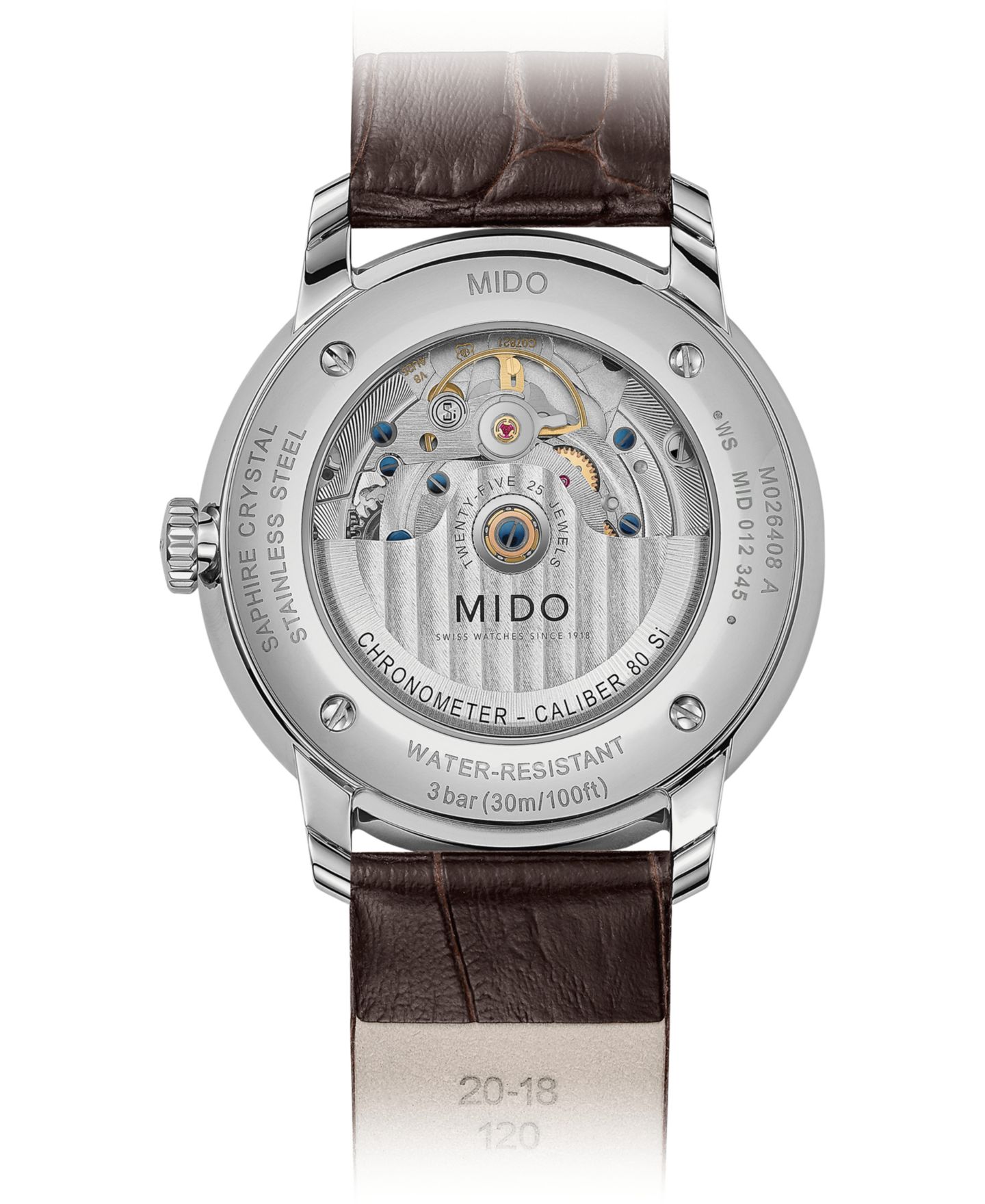 Мужские часы Mido Swiss Automatic Baroncelli Brown Leather Strap Watch 40mm — фото 3