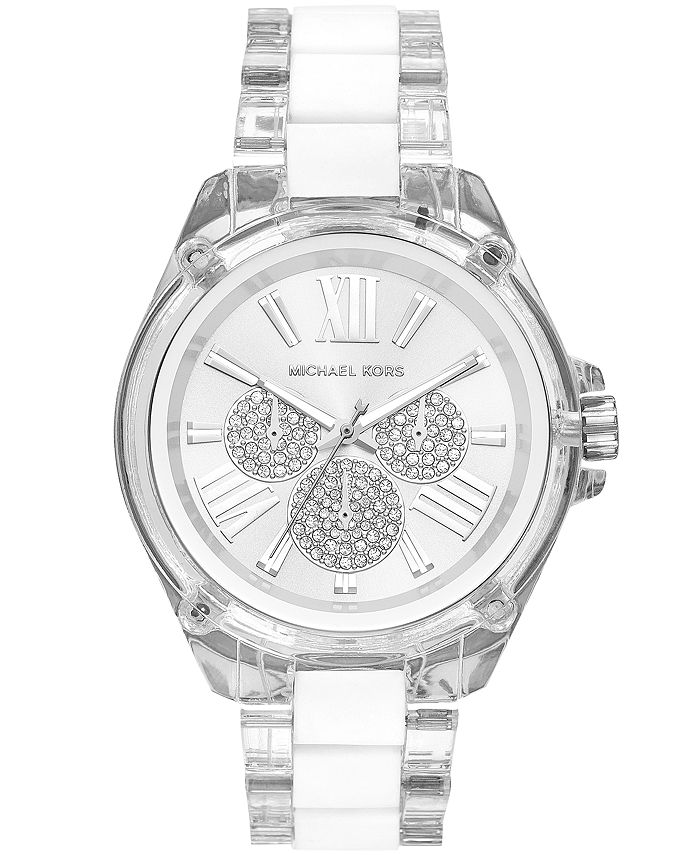 Michael Kors Women's Wren Clear Acetate White Silicone Bracelet Watch 42mm  & Reviews - Macy's
