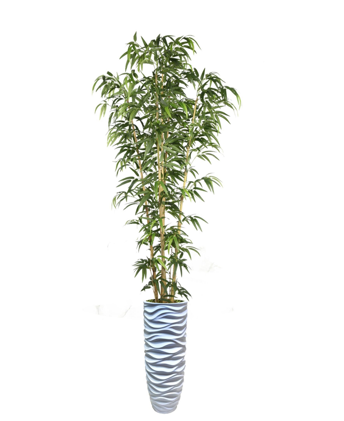 94" Tall Bamboo Tree Faux Decorative in Natural Poles with Resin Planter - White