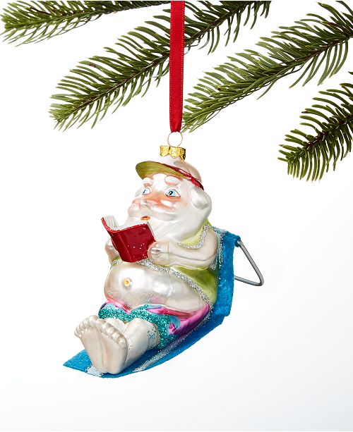 Holiday Lane At The Beach Santa Sun Tanning Ornament Created