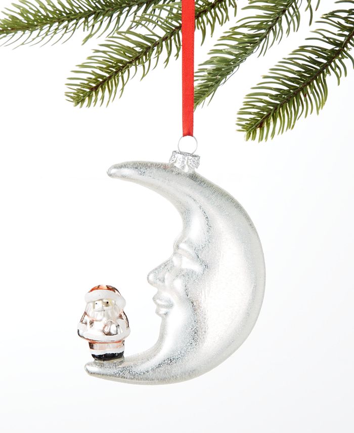 Holiday Lane Dreamland Silver Moon With Santa Ornament Created For Macys Macys 2276