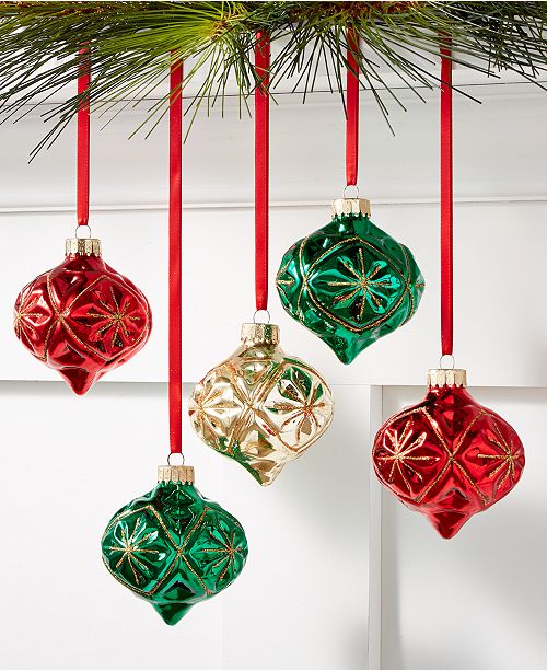 Holiday Lane Christmas Cheer Glass Onion Shaped Decorative Pattern
