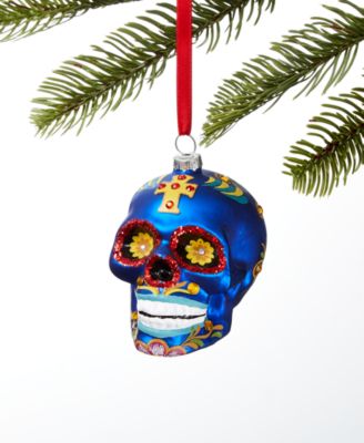 Holiday Lane - Day of the Dead Blue Sugar Skull Ornament