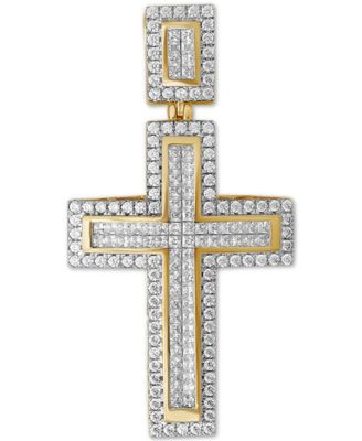 Macy's - Men's Diamond Cross Pendant (3 ct t.w.) in 10k Gold