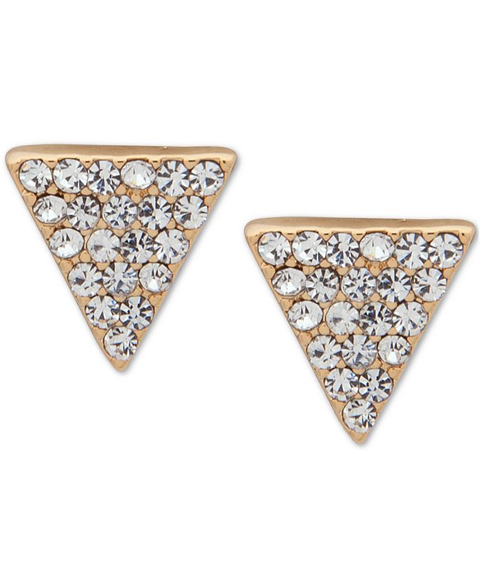 DKNY Gold-Tone Crystal Pavé Triangle Stud Earrings & Reviews - Earrings ...