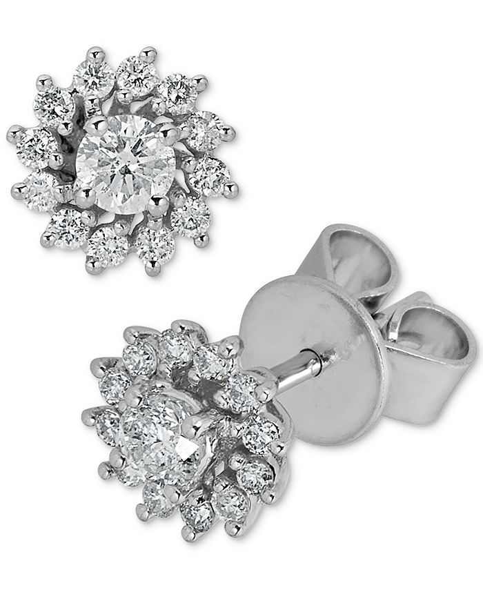 Macy's - Diamond Flower Stud Earrings (3/8 ct. t.w.) in 14k White Gold