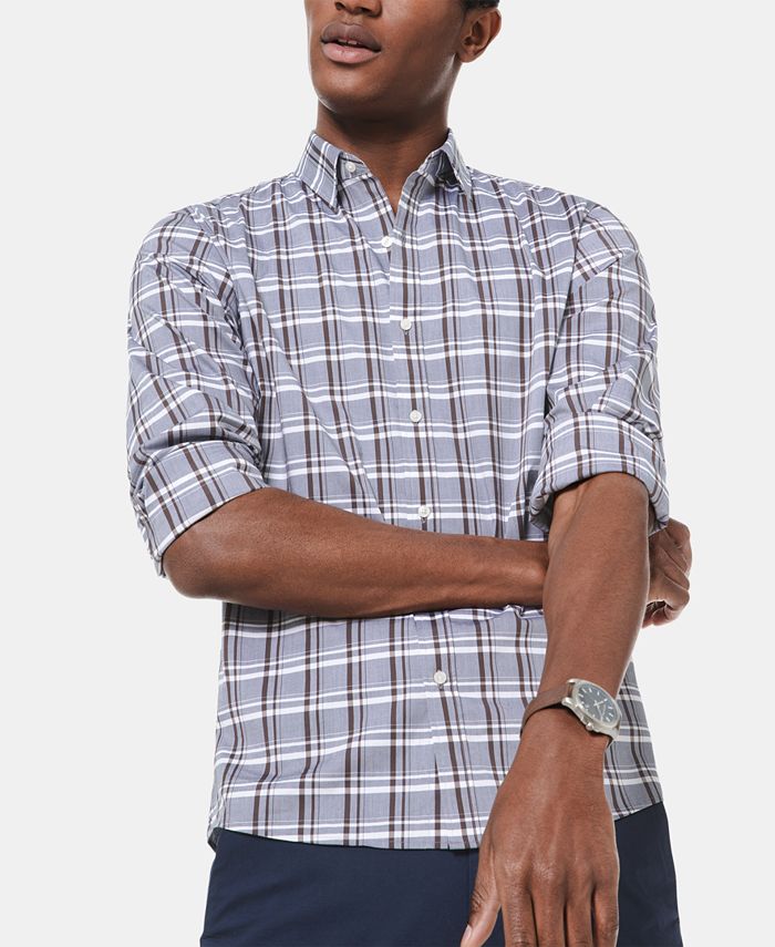 Michael kors men's stretch gingham hot sale check shirt