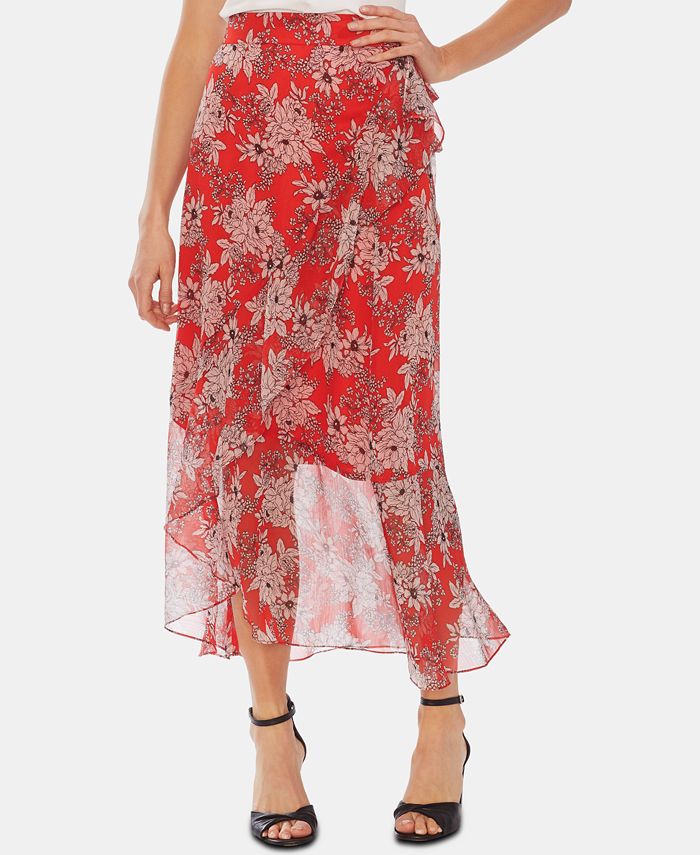 Vince Camuto Tiered Floral Mesh Wrap Skirt - Macy's
