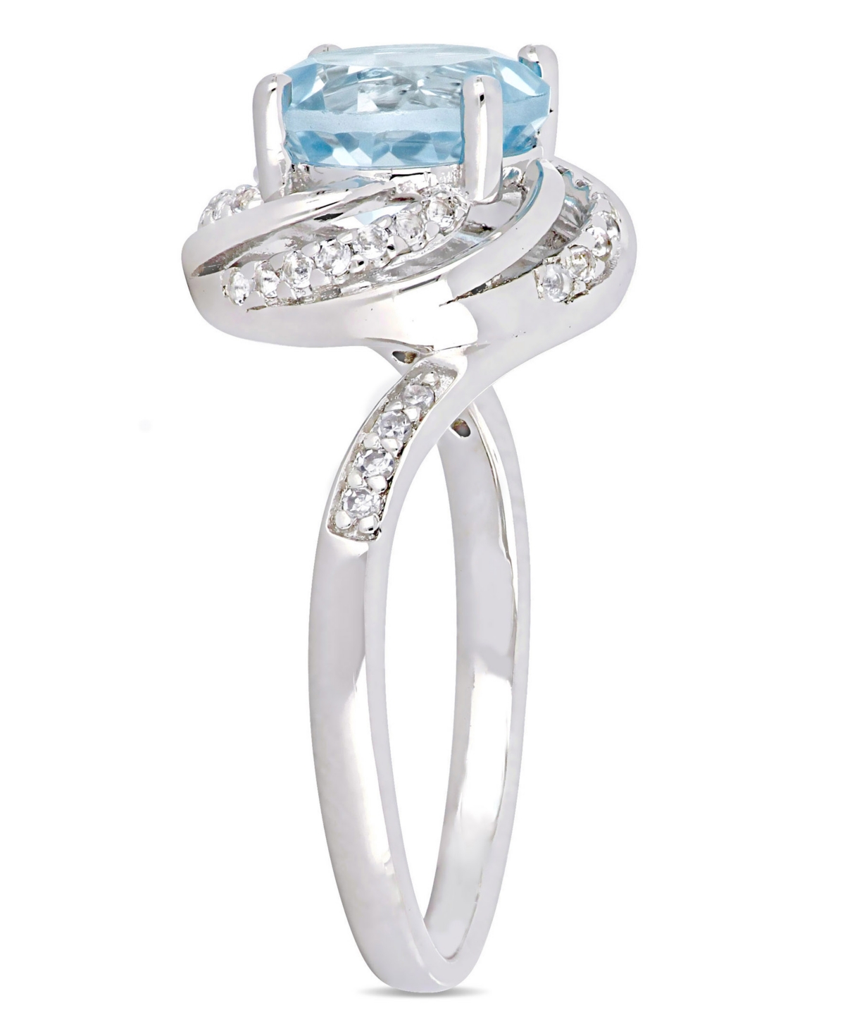 Topaz (2-1/3 ct.t.w.), White Topaz (1/8 ct. t.w.) and Diamond Accent Interlaced Swirl Halo Ring in Sterling Silver - Blue