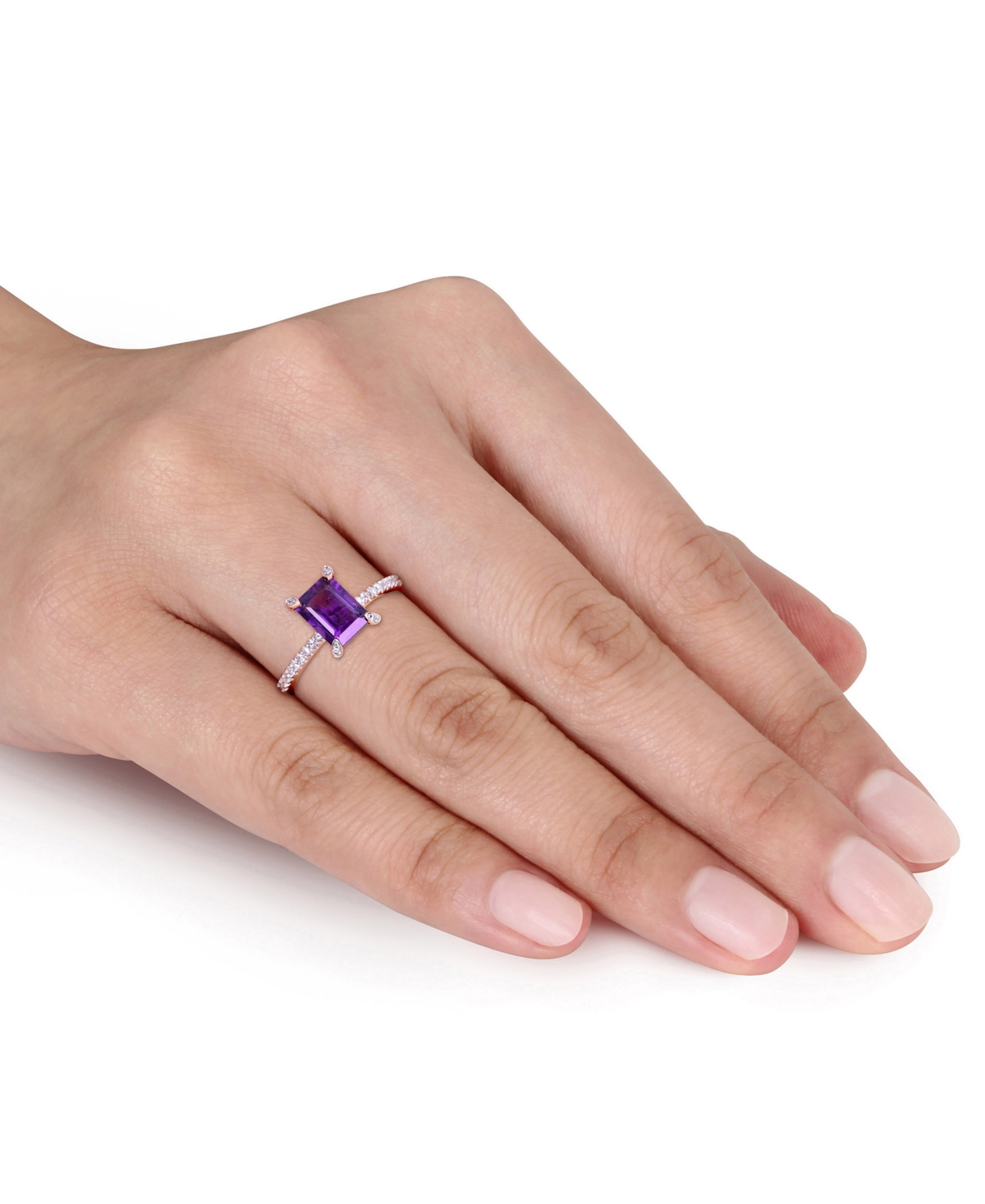 Macy's Amethyst (1-1/2 Ct.t.w.) And Diamond (1/10 Ct.t.w.) Ring In 10k Rose Gold In Amethyst