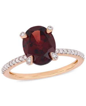 image of Garnet (3 ct.t.w.) and Diamond (1/10 ct.t.w.) Ring in 10k Rose Gold