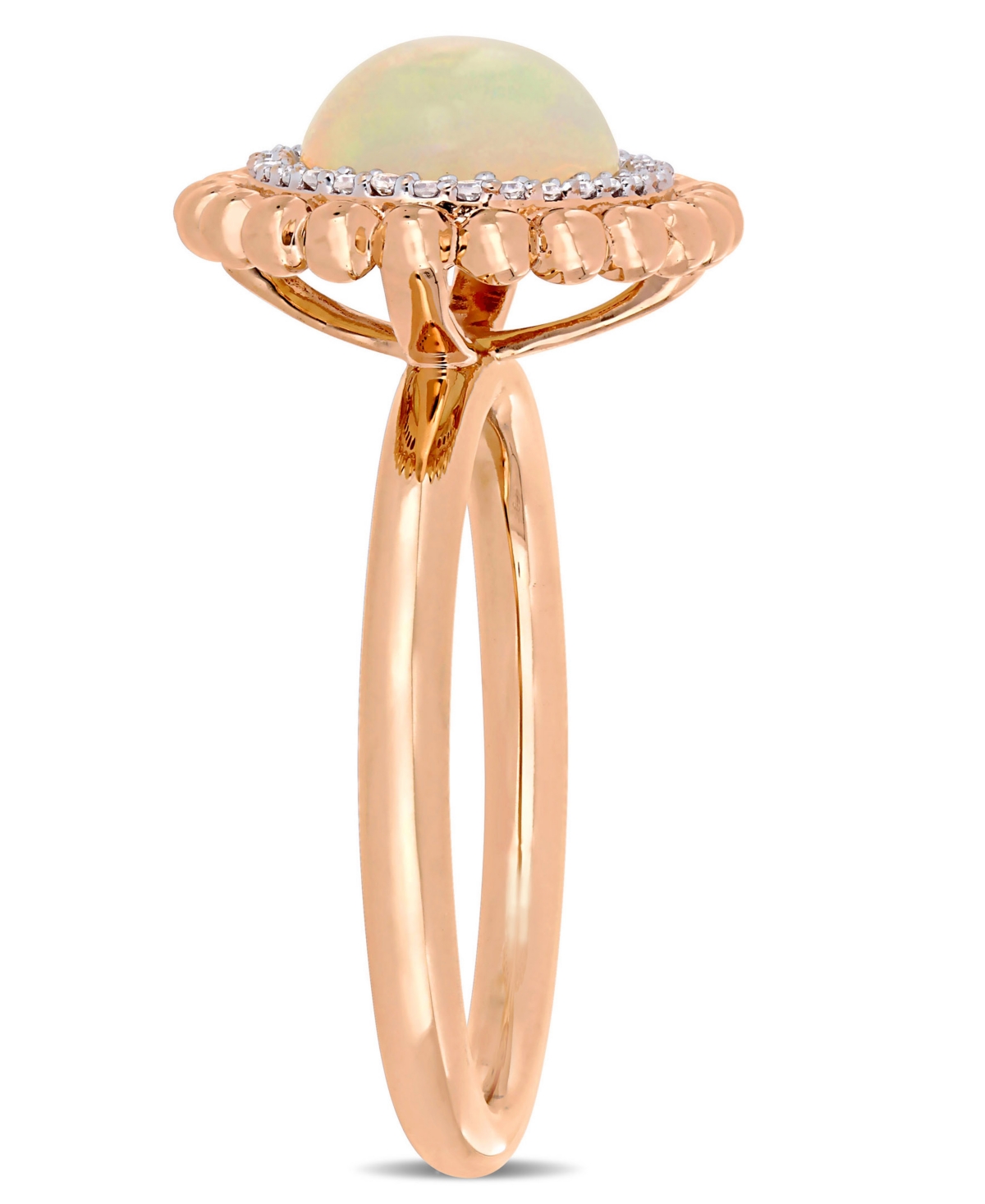 Opal (2-3/4 ct.t.w.) and Diamond (1/10 ct.t.w.) Halo Ring in 14k Rose Gold