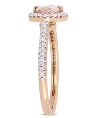 Morganite (3/4 ct.t.w.) and Diamond (1/4 ct.t.w.) Halo Ring in 14k Rose Gold