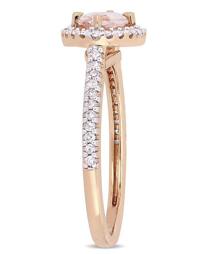 Macy's - Morganite (3/4 ct.t.w.) and Diamond (1/4 ct.t.w.) Halo Ring in 14k Rose Gold