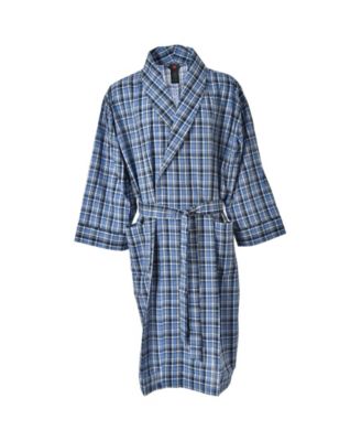 Men's Dressing Gown Robe Black Silver Pattern Cotton Extra Long