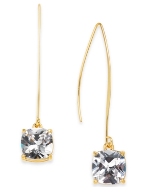 image of Inc Gold-Tone Cubic Zirconia Square Linear Drop Earrings, Created for Macy-s