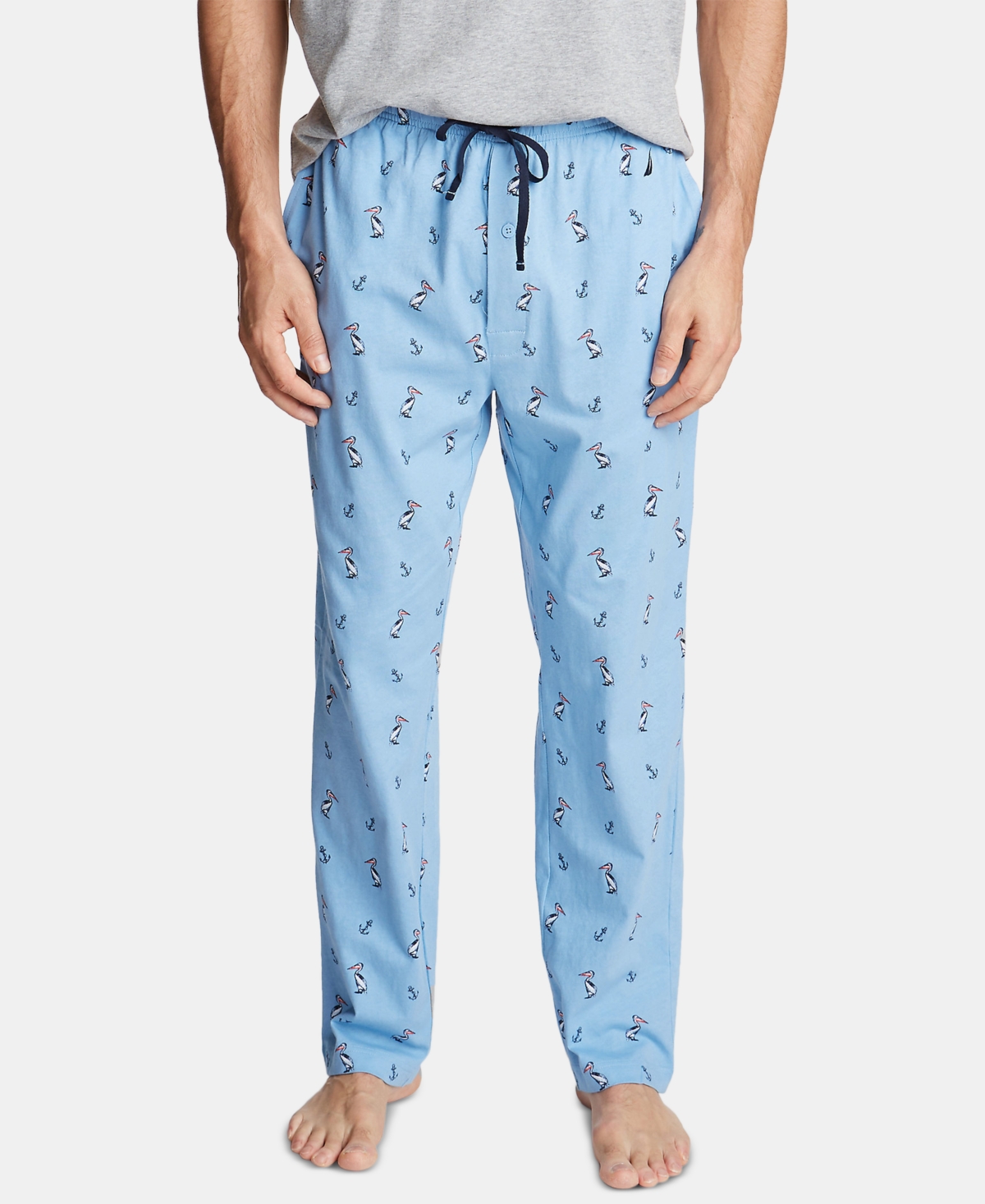 Nautica Men's Printed Cotton Pajama Pants - Pelican-Port Hole Blue