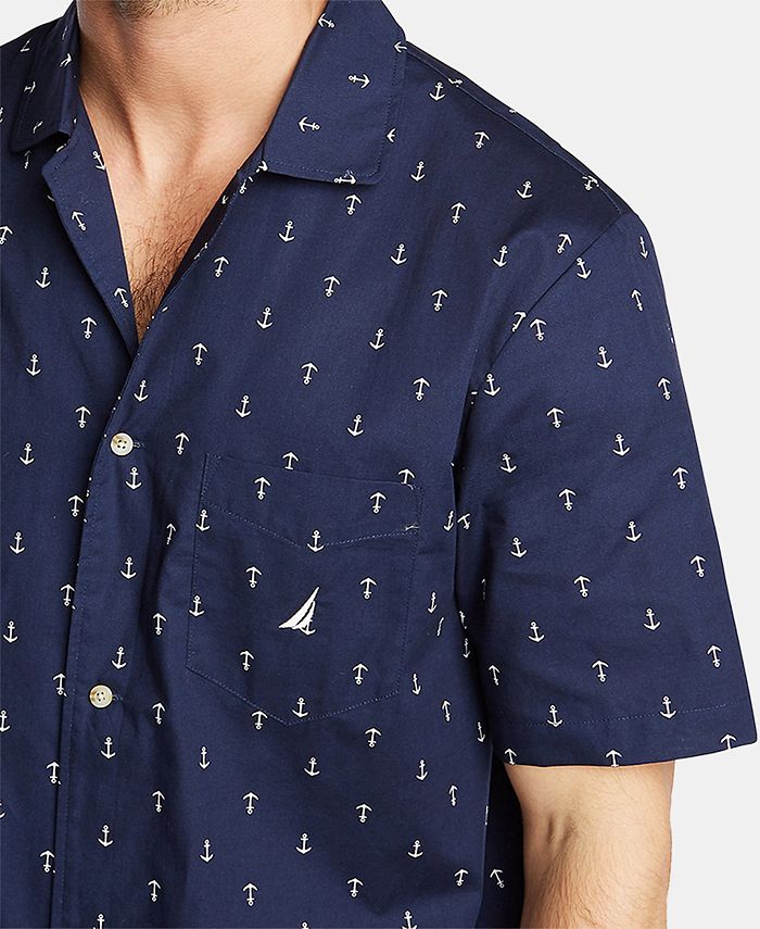Nautica Men's Cotton Anchor-Print Pajama Shirt - Macy's