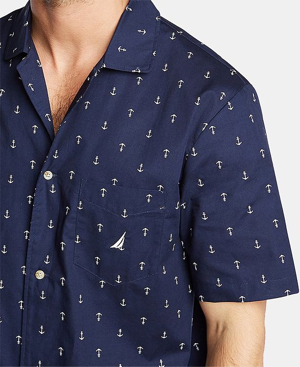 Nautica Men's Cotton Anchor-Print Pajama Shirt & Reviews - Pajamas ...