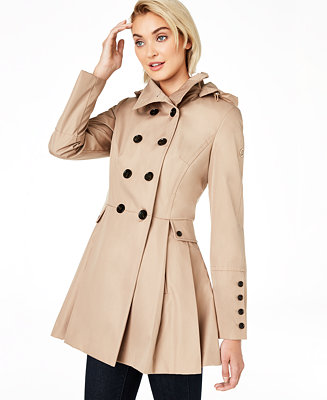 Calvin Klein Petite Hooded Skirted Raincoat & Reviews - Coats & Jackets -  Petites - Macy's
