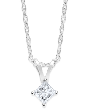 image of Princess-Cut Diamond Pendant Necklace in 10k White Gold (1/5 ct. t.w.)