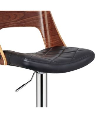 Bentwood Wood Bar Stool with Diamond Quilted Finish Curved Seat and Back