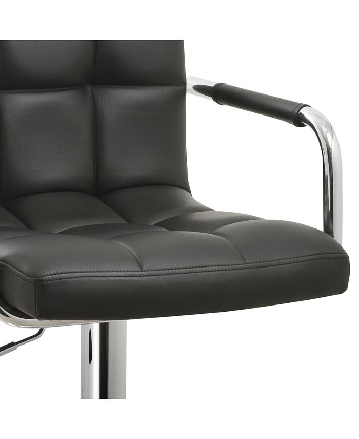 Ac Pacific Contemporary Adjustable Swivel Arm Bar Stool with Cushion