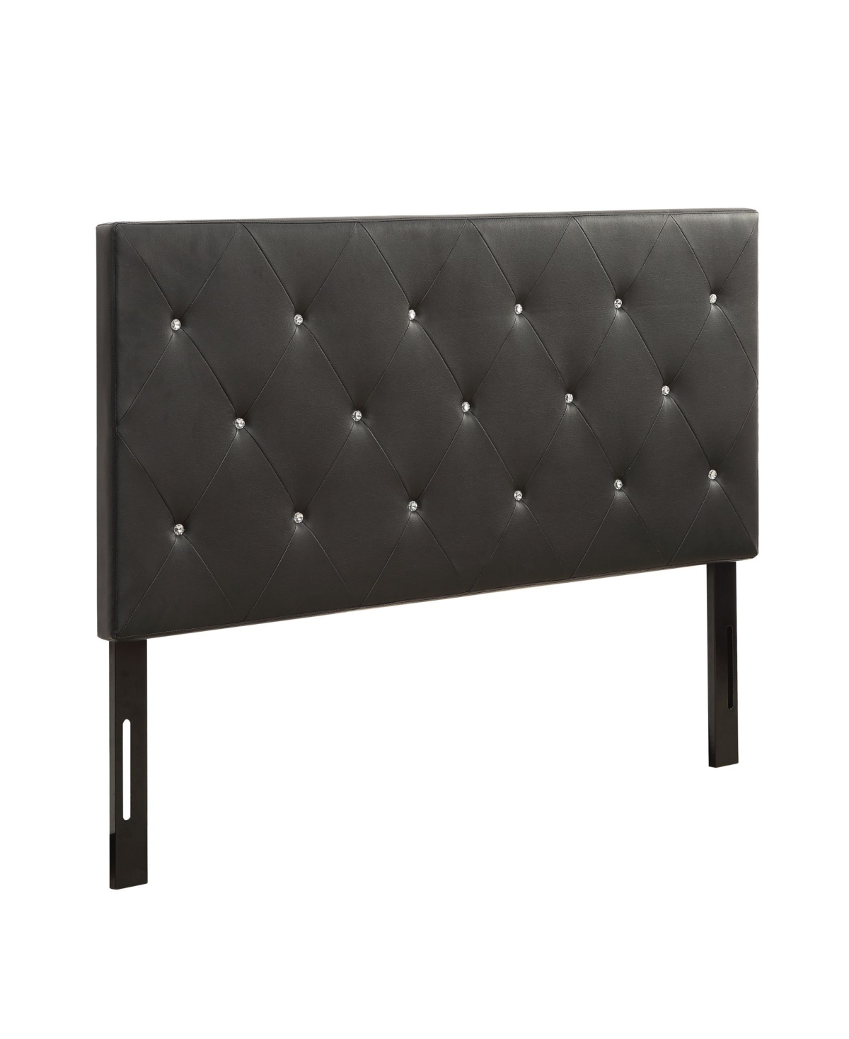Ac Pacific Contemporary Crystal Diamond Tufted Queen Headboard In Charcoal