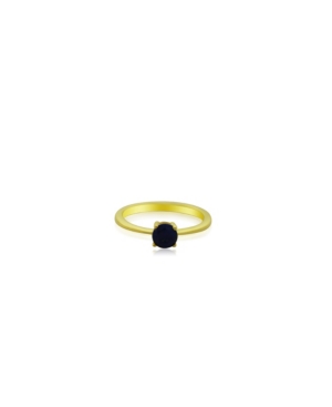 image of Round Lapis Lazuli (1 ct. t.w.) Stack Ring Set in Gold Plated Sterling Silver
