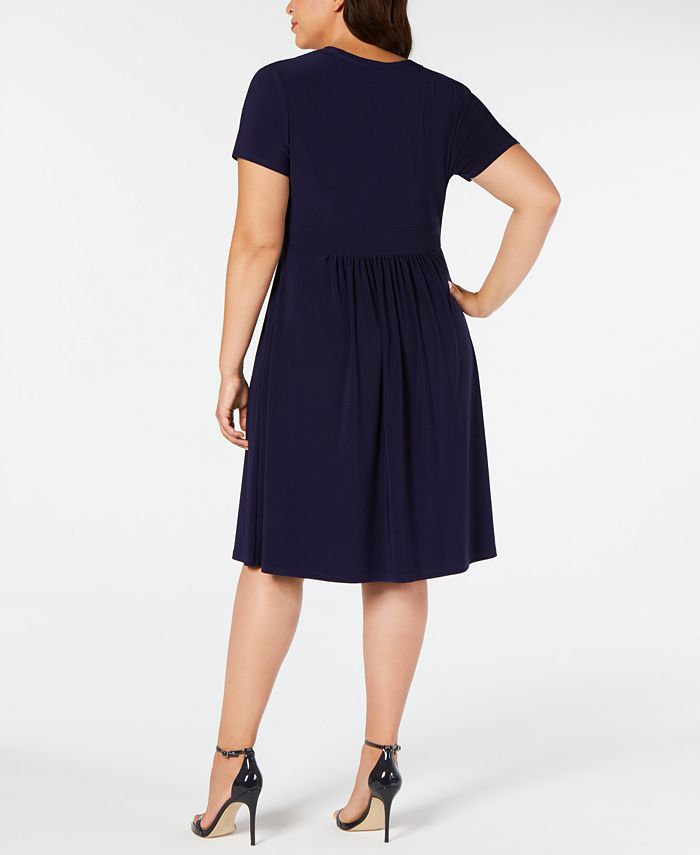 Anne Klein Plus Size Surplice-Neck Shift Dress - Macy's