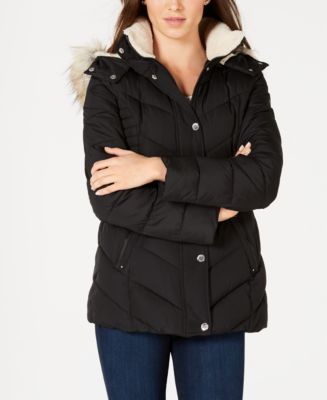 Laundry by shelli segal faux online fur trimmed hooded puffer jacket