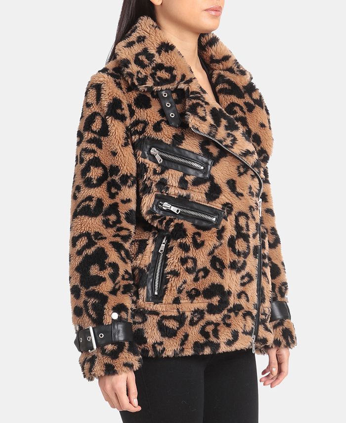 Avec les filles leopard print faux fur car coat clearance