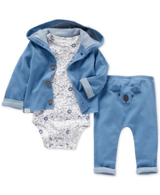 Carter's Baby Boys Cotton Cardigan, Printed Bodysuit & Bear Pants - Macy's