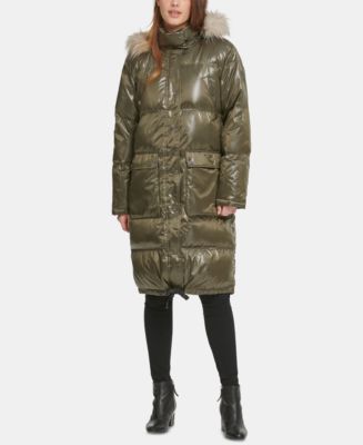 Dkny faux fur 2024 trim stretch puffer jacket