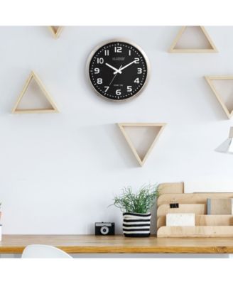 16" Stainless Steel Atomic Clock with Black dial