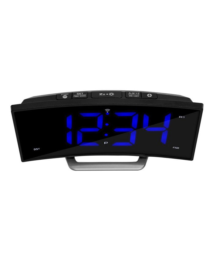 La Crosse Technology 1.8" Curved Blue LED Atomic Dual Alarm Clock Macy's