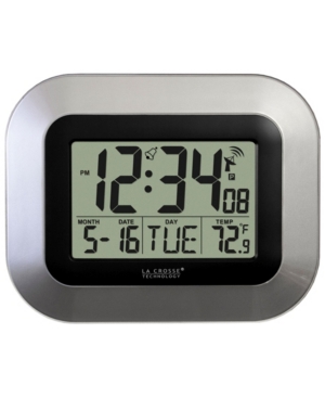 La Crosse Technology Wwvb Digital Clock With Indoor Temperature In Silver