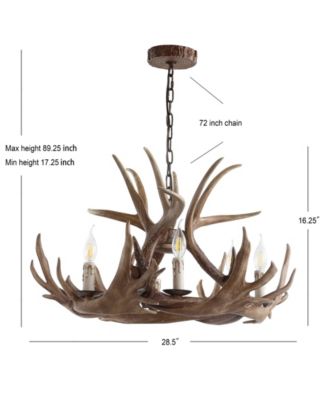 Eldora 28.5" Adjustable Resin Antler 6-Light Chandelier